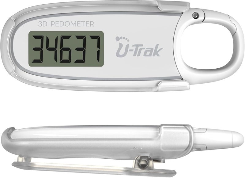 UTrak 3D Pedometer for Walking with Removable Clip and Carabiner Simple Step Counter for Walking Accurate Clip On Step Tracker for Men Women Kids - Image 1